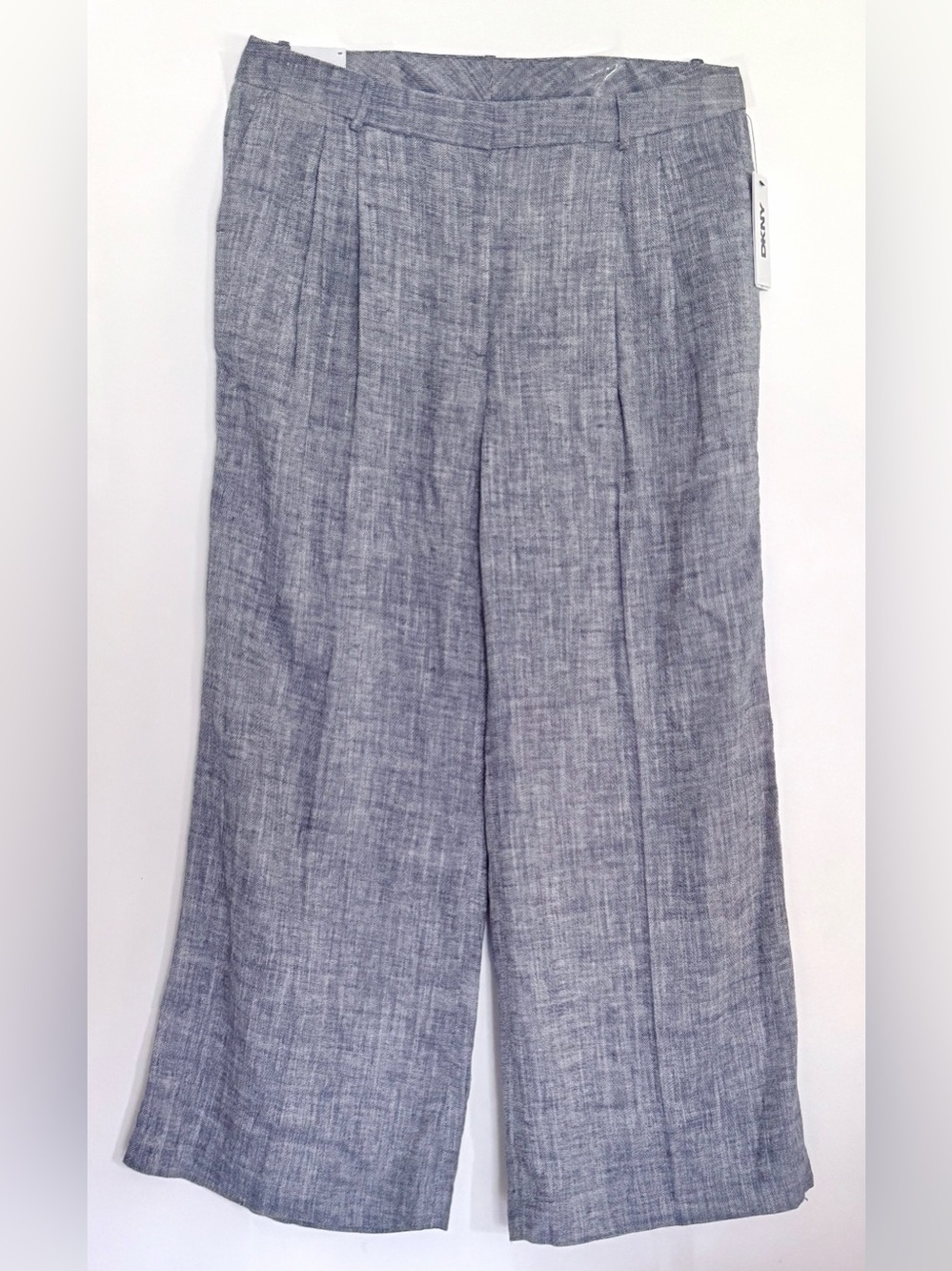 DKNY Wide-Leg Linen-Blend Women’s Pants — light blue
